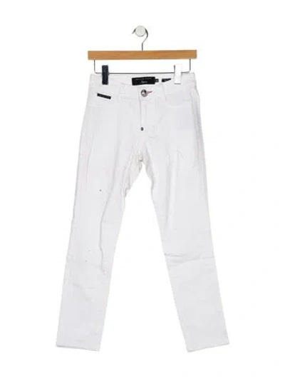 Pre-owned Philipp Plein Low-rise Skinny Leg Jeans In White