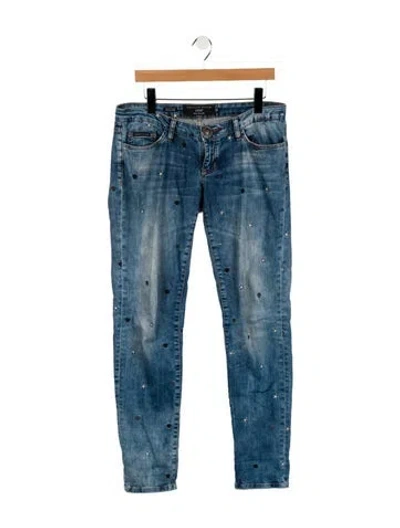 Pre-owned Philipp Plein Low-rise Straight Leg Jeans In Blue