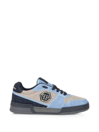 Philipp Plein Low-top Sneakers P-force 78 Strass Unisex In Blue