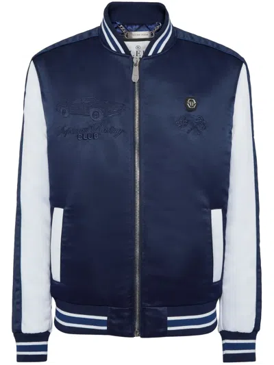 Philipp Plein Ls Racing Club Bomber Jacket In Blue