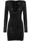 Philipp Plein Padded-shoulder Strass Mini Dress In Black
