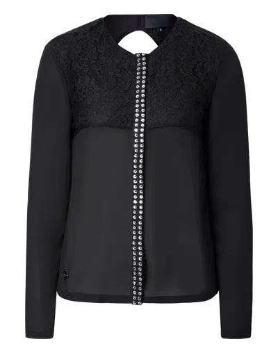 Philipp Plein Ls Top "louane Ditrim" In Black