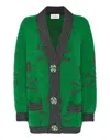 Philipp Plein Skull-print Mohair-blend Cardigan In Green