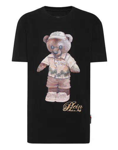 Philipp Plein Man Fit T-shirt Teddy Beach In Black