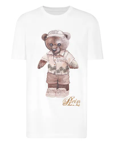 Philipp Plein Man Fit T-shirt Teddy Beach In White