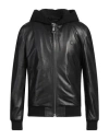 Philipp Plein Man Jacket Black Size L Shearling, Cotton, Polyester