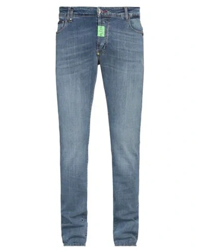 Philipp Plein Man Jeans Blue Size 32 Cotton, Elastane
