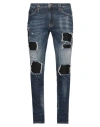 Philipp Plein Rock Star Ribbed-panels Skinny Jeans In Blue