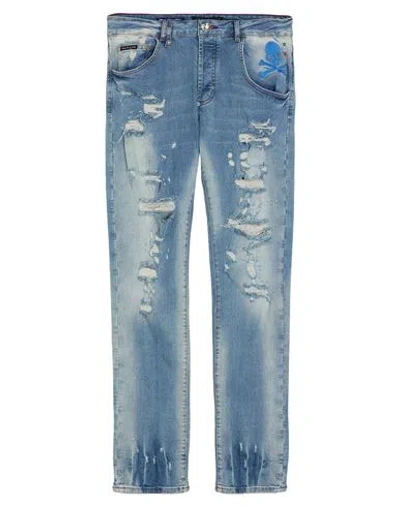 Philipp Plein Man Jeans Blue Size 33 Cotton, Elastane, Polyester
