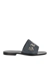 Philipp Plein Man Sandals Midnight Blue Size 10 Leather In Black