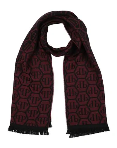 Philipp Plein Man Scarf Chocolate Brown Size - Wool, Acrylic