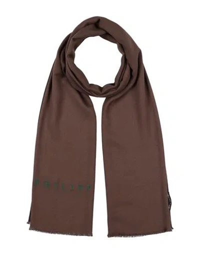 Philipp Plein Man Scarf Dark Brown Size - Viscose