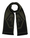 Philipp Plein Man Scarf Military Green Size - Wool, Acrylic