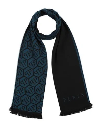 Philipp Plein Man Scarf Turquoise Size - Wool, Acrylic In Blue
