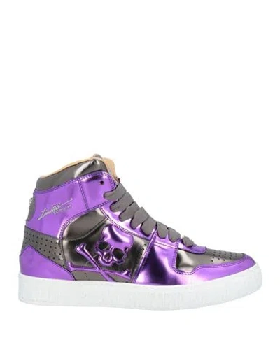 Philipp Plein Man Sneakers Mauve Size 9 Leather In Purple