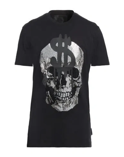 Philipp Plein Man T-shirt Black Size L Cotton, Glass