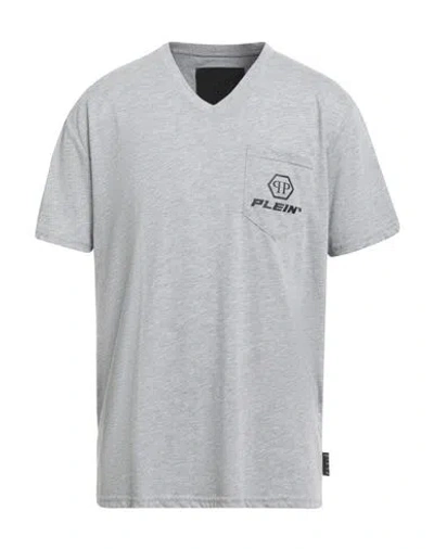 Philipp Plein Man T-shirt Grey Size L Polyester, Cotton In Gray