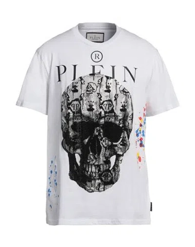Philipp Plein Man T-shirt White Size L Cotton, Glass
