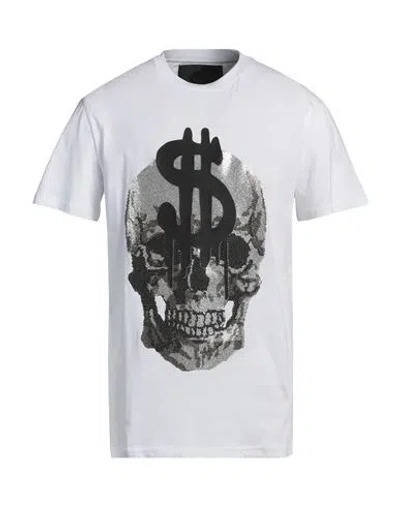 Philipp Plein Man T-shirt White Size L Cotton, Glass