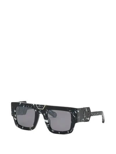 Philipp Plein Marbled Square-frame Sunglasses In Transparent