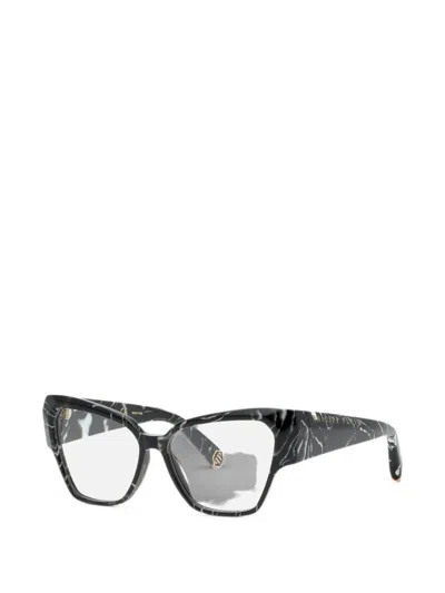 Philipp Plein Marble-effect Cat-eye Glasses In Orange