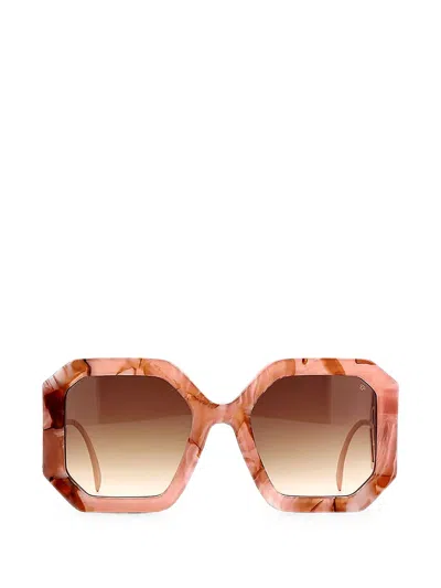 Philipp Plein Marble-effect Geometric-frame Sunglasses In Pink