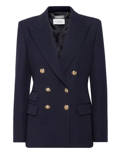 PHILIPP PLEIN MARINE FIT DOUBLE-BREASTED BLAZER TEDDY