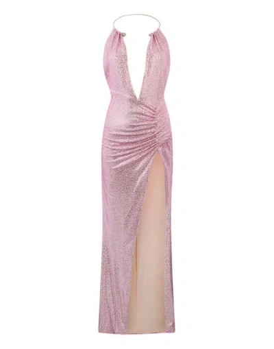 Philipp Plein Maxi Dress Piercing Strass Women In Rose/pink