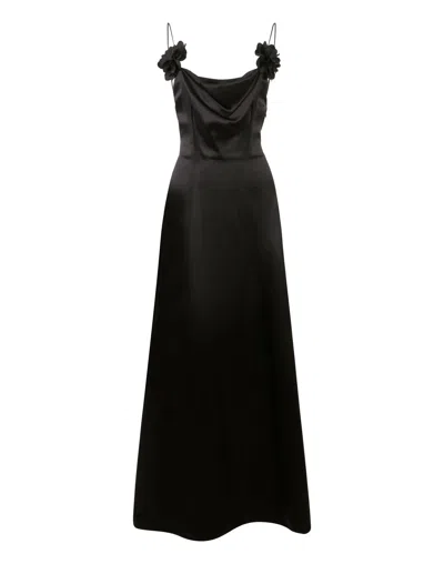 Philipp Plein Floral-detail Maxi Dress In Black