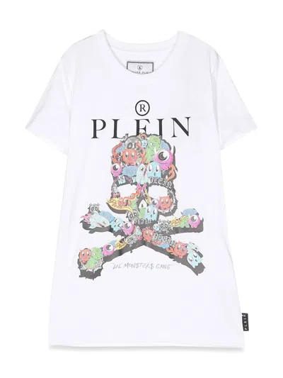 Philipp Plein Maxi Skull Graphic T-shirt For Boys In White