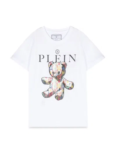 Philipp Plein Kids' Maxi T-shirt Bear In White