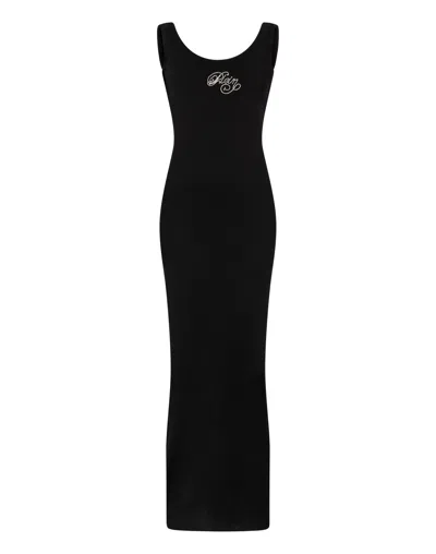 Philipp Plein Maxi Tank Dress Signature In Black