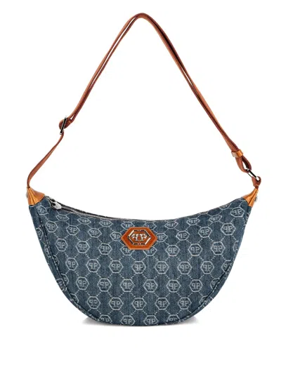 Philipp Plein Medium Monogram Shoulder Bag In Blue