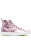 Philipp Plein Megastar Laminated High-top Sneakers In Pink