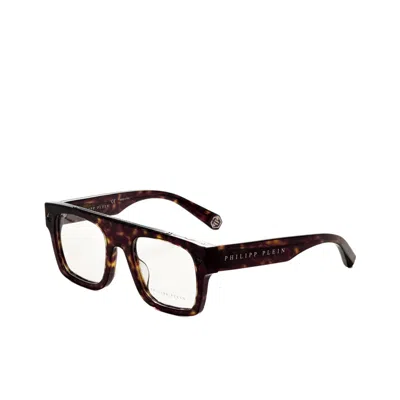 Philipp Plein Men's 52 Mm Shiny Dark Havana Eyeglasses In Neutral