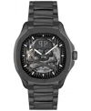 Philipp Plein Men's Automatic Skeleton Spectre Black Ion-plated Bracelet Watch 42mm In Ip Black