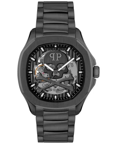 Philipp Plein Men's Automatic Skeleton Spectre Black Ion-plated Bracelet Watch 42mm In Ip Black