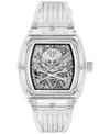 Philipp Plein Men's Automatic Skeleton Transparent Tpu Strap Watch 44x56mm In Transparen