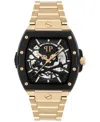 Philipp Plein Men's Automatic The Skeleton 2.0 Gold Ion Plated Bracelet Watch 44mm In Ip Yellow Gold
