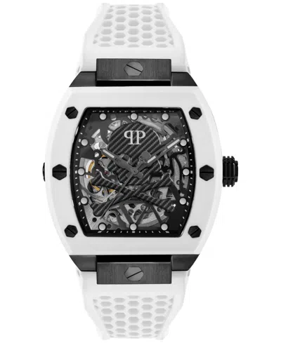 Philipp Plein Men's Automatic The Skeleton White Silicone Strap Watch 44mm In Black