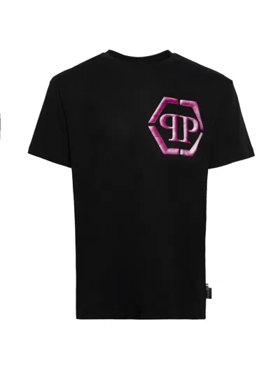 Philipp Plein Hexagon Logo-print Cotton T-shirt In Black