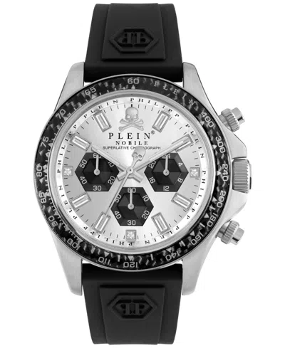 Philipp Plein Men's Chronograph Nobile Racing Black Silicone Strap Watch 43mm In Stainless Steel
