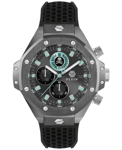 PHILIPP PLEIN MEN'S CHRONOGRAPH ROYAL BLACK SILICONE STRAP WATCH 46MM