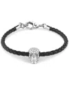 Philipp Plein Leather Bracelet In Stainless