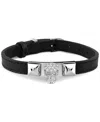 Philipp Plein Plein Enigma Crystal Calf Leather Bracelet In Stainless