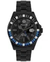 Philipp Plein Men's Gmt Black Ion-plated Stainless Steel Bracelet Watch 44mm In Black