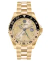 Philipp Plein Men's Gmt-i Challenger Gold-tone Stainless Steel Bracelet Watch 44mm In Ip Yellow Gold