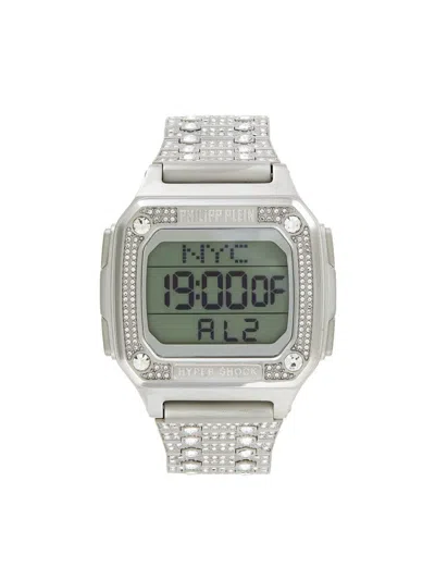Philipp Plein Men's Hyper $hock 44mm Stainless Steel Digital Watch In White