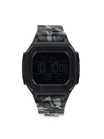 Philipp Plein Men's Hyper Shock 44mm Ip Black Stainless Steel & Silicone Strap Digital Watch
