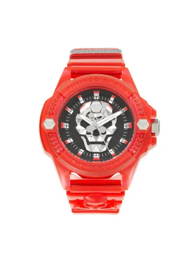 Philipp Plein Men's $kull Synthetic 45mm Polycarbonate & Silicone Strap Watch In Red